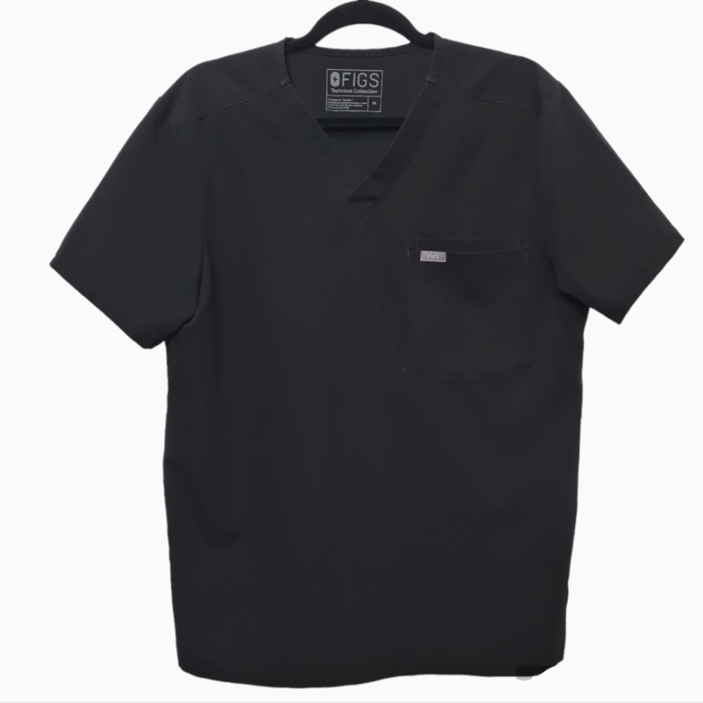 FIGS Technical Collection Three Pocket Scrub Top FM1500 Men's Black Size M